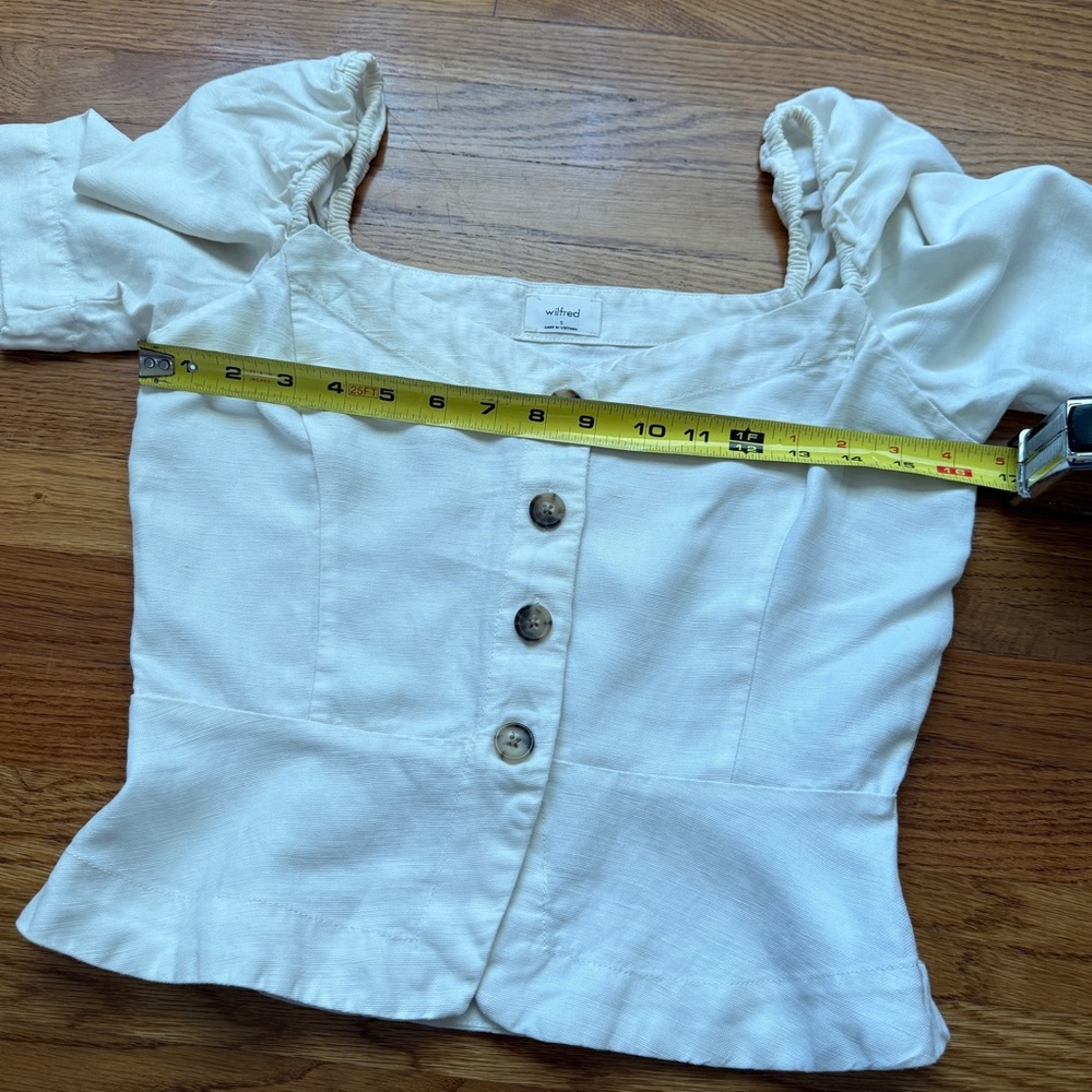Wilfred Aritzia white linen blend Janine button blouse Small - Picture 8 of 11